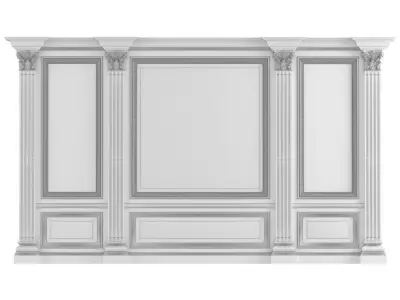 Wall wood boiserie paneling with Wallpaper 3D model