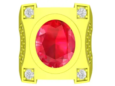 Luxury Oval Gemstone Mens Ring 3D Jewelry Model 4899 3D print model