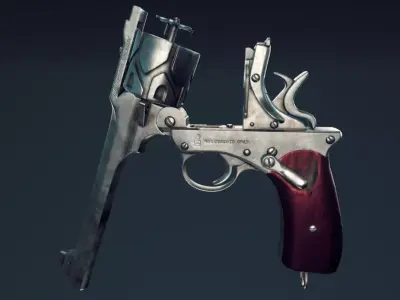 Webley Fosbery Automatic Revolver Low-poly 3D model