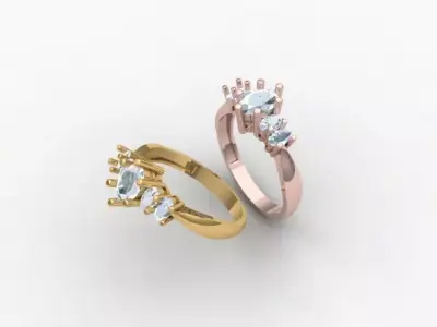 5 Oval diamonds wedding ring 3D print model