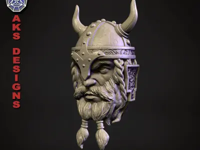 Ancient viking Warrior Bas relief Wall decor 3D print model