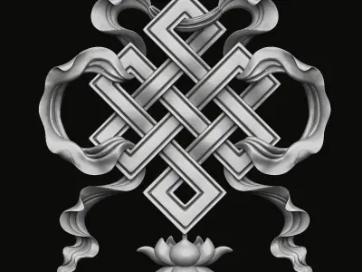 Buddhist Endless Knot Relief 3D print model