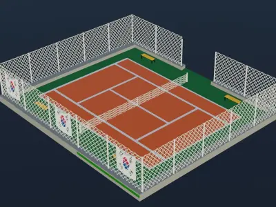 Tennis Court - South Korea Low-poly 3D model
