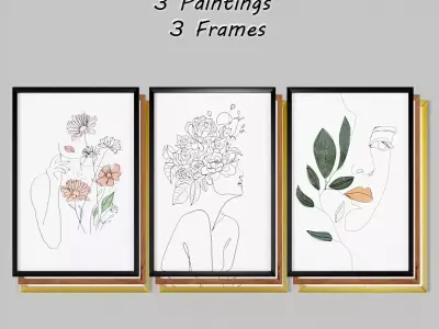 Art Frams 1- 3 Art Line paintings By 3 Frams 3D model
