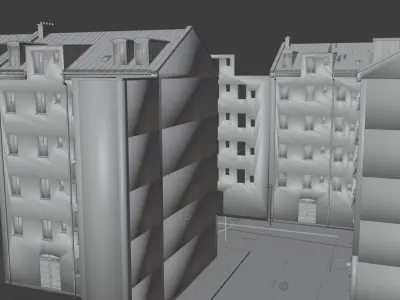 Modern street at night Free low-poly 3D model
