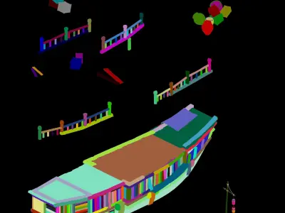Game Traffic - Large wooden boat 2701 3D model