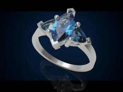 Three gemstone ring  Cg 3 8 3D print model