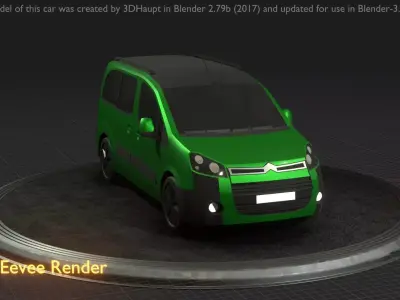City Car 51 Utility Vehicles Van Type-D Green Low-poly 3D model