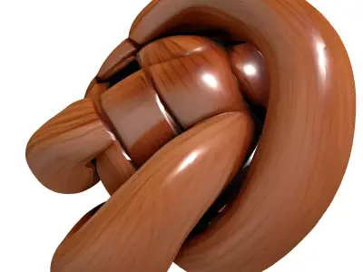 Wooden Interlocking Knot Abstract Sculpture Low-poly 3D model