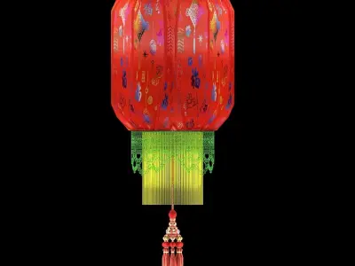 Chinese Red Lantern 3D model 14