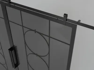 Decorative slide glass doors 3D model