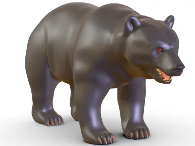 High Poly Monster Black Bear Grizzly 3D Model Low-poly 3D model