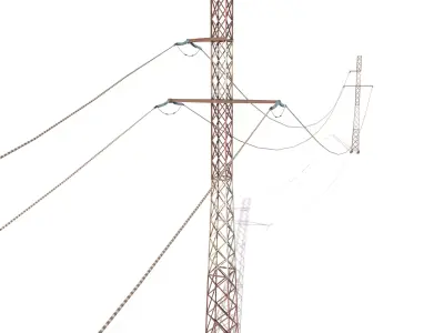 Electricity Pole 29 Weathered Low-poly 3D model