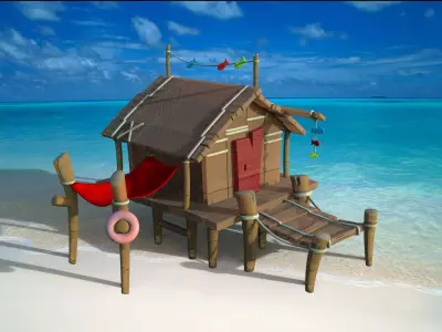 Hut on the shore 3D model