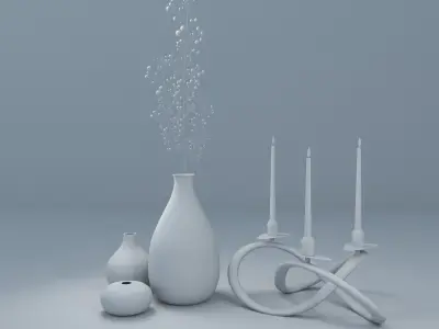 Vases and CandleHolder 3D model
