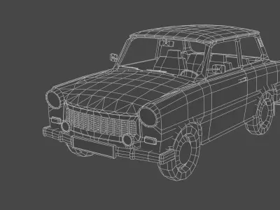 Trabant 601 and Trabant 601 Combi with interior Low-poly 3D model