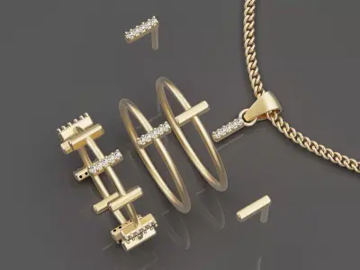 Letter I earring pendant ring   printable jewelry 3D model 3D print model