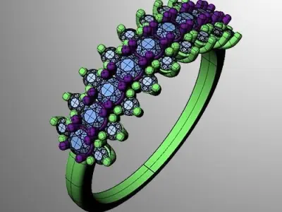 Ring n 6 gold with sapphires and diamonds 3D print model