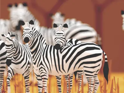 Zebras zebra Low-poly 3D model
