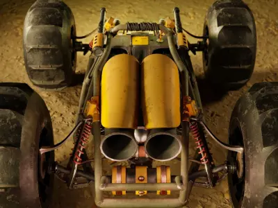 Dune Buggy Rigged Low-poly 3D model