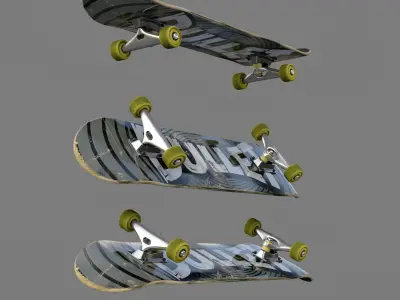 Skateboard Rigged Low-poly 3D model