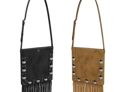Valentino Garavani Nellcote Suede Fringe Shoulder Bag Low-poly 3D model