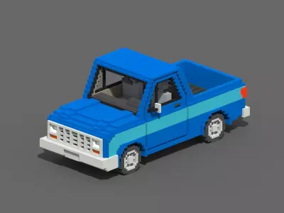 Voxel Pickup Low-poly 3D model