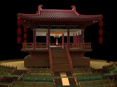 Chinese pavilion 3D model 3
