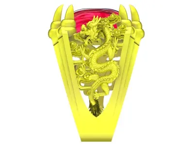 Luxury Dragon Oval Gemstone Ring for Men 4731 3D print model