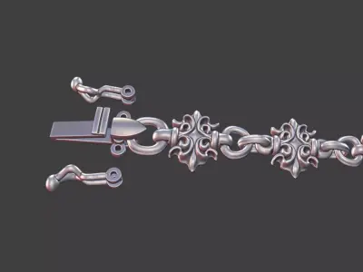 Scrollwork Linked Bracelet With Lock 3D print model