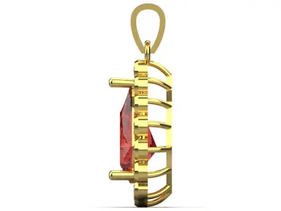 Yellow Gold stl 3dm Pendant with Ruby and Diamonds jp0307 3D print model