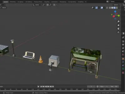 Low poly Street props Free 3D model