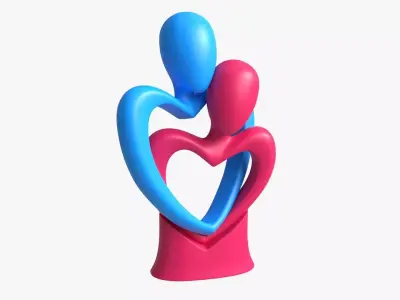 Abstract Ceramic Lovers Figurine Hugging 3D model
