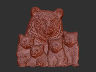 bear family cnc baserelife  3D print model