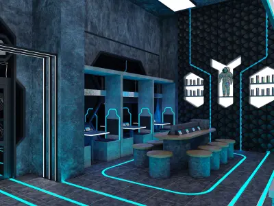 Futuristic Space-Themed Cafe Design Summary 3D model