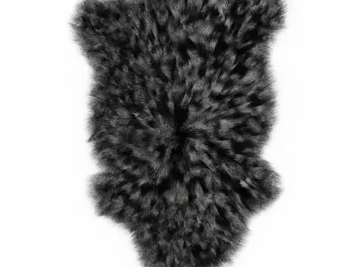 Bedside Sheepskin Rug Fur 02 3D model