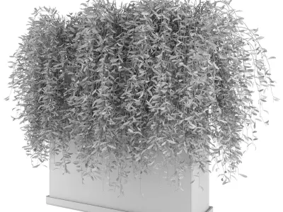 Outdoor Plants in rusty Concrete Pot - Set 8 3D model