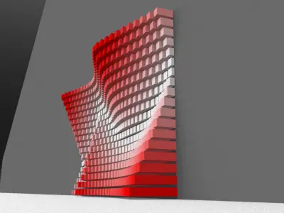 Parametric Red and White Colored Wall Decoration 3D model