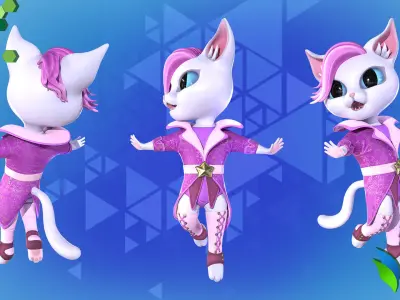 Cat Mystic 005 Low-poly 3D model