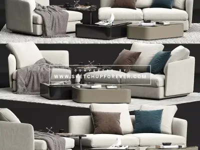 Luxury modern sofa set 3D model