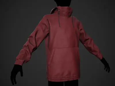 Red Snowboard Hoodie Style 2 Low-poly 3D model