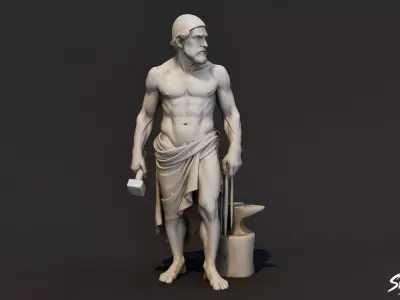 Hephaestus Statue Low-poly 3D model