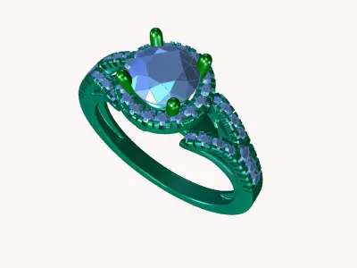 aj-016 halo diamond engagement ring 3D print model