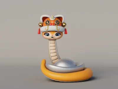 Rigged Cartoon Snake 3D model
