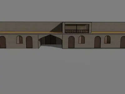 asian middle century house Free 3D model