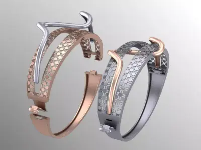 2nd multi pieces facet fusion bracelet 3D print model