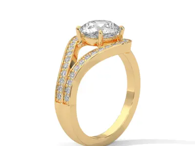 solitaire ring with detail images and 360 render videos 55 3D print model