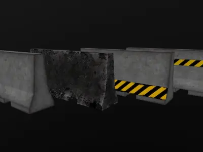 Concrete Barriers Low-poly 3D model