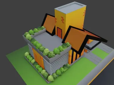 Cartoon Modern House 3D model