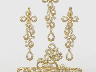 Ring Bracelet Earring and Pendant Set 3D printable model 0014 3D Model Pack